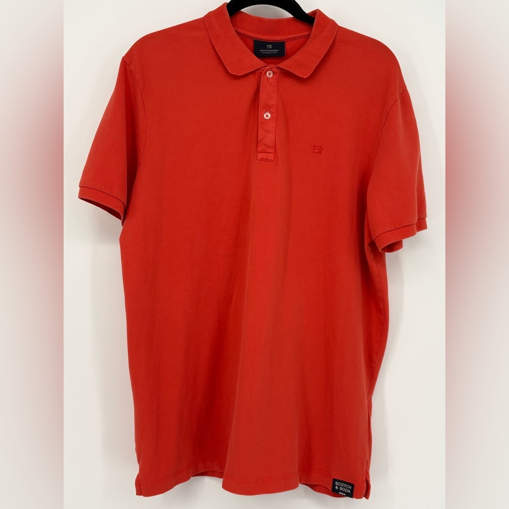 SCOTCH & SODA Polo Shirt Orange Short Sleeve Cotton Mens XL